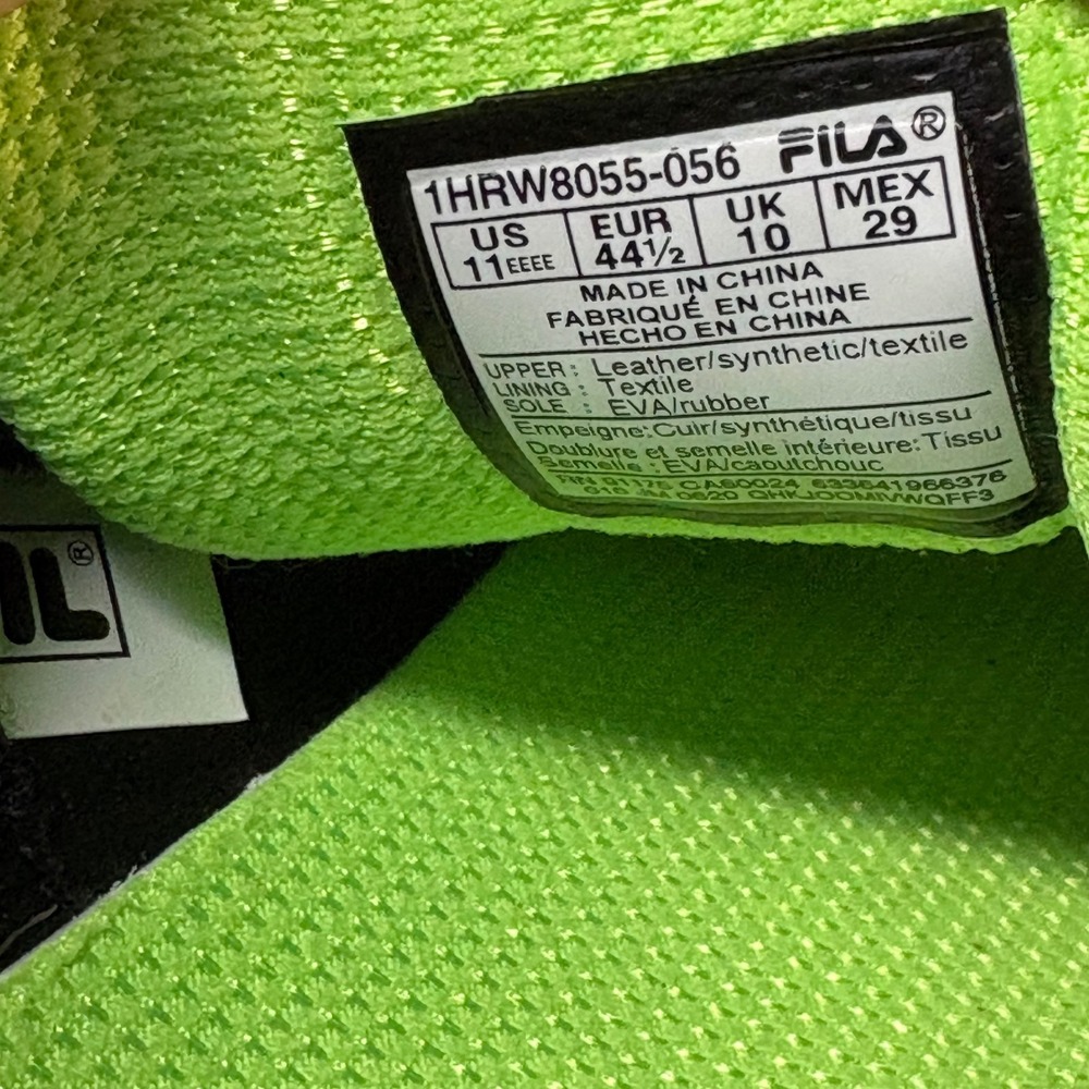 Fila Memory Workshift Men 11 4E Extra Wide Grey Lime Green Running Shoe 1HRW8055 - Picture 6 of 7